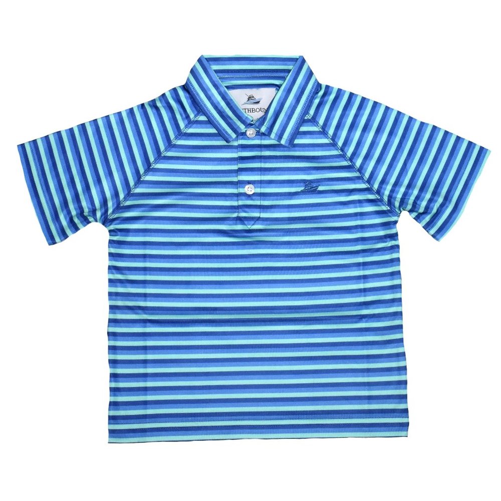 Blues and Mint Striped Polo